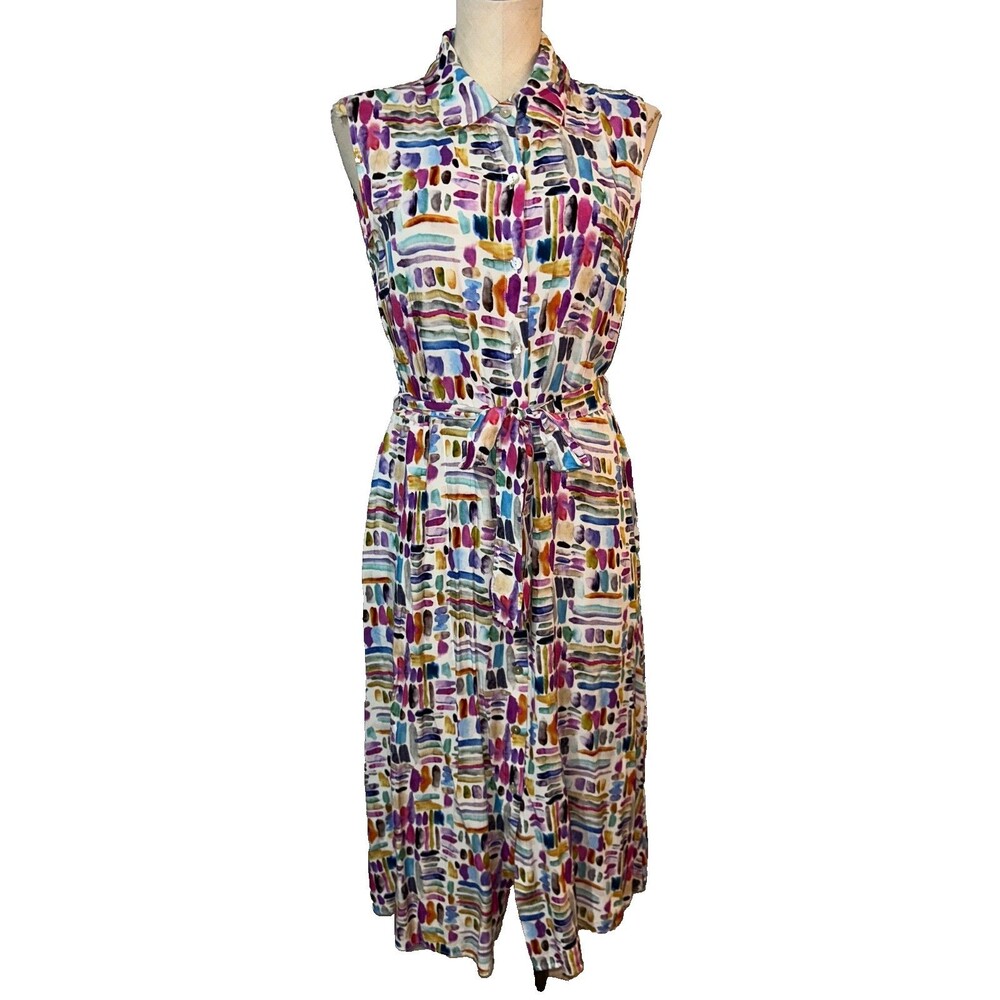 Northstyle Vintage Y2K Women’s Sleeveless Midi Shirt Dress size M Belted Elegant